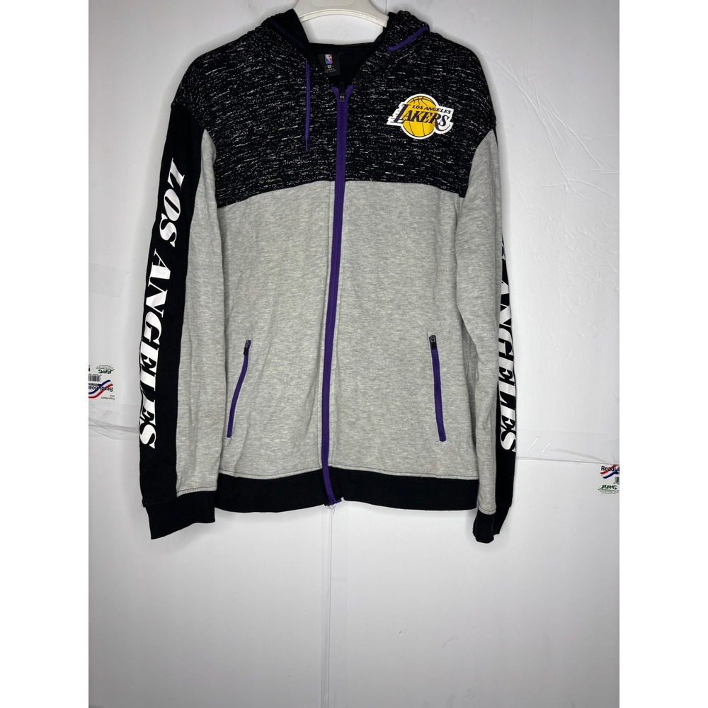 NBA Los Angeles Lakers Full‎ Zip Hoodie Mens Large Grey Black Purple Colorblock
